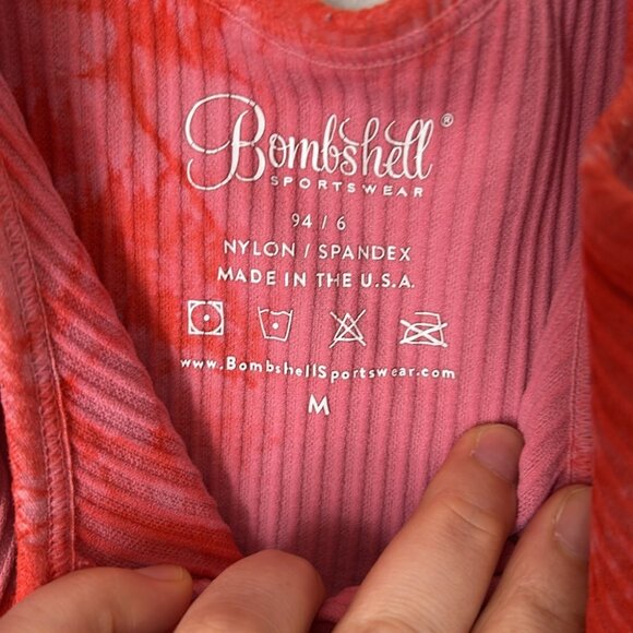 SOLD bombshell Sportswear Snap Bra size small orange pink tie dye crop top spor - Picture 5 of 9